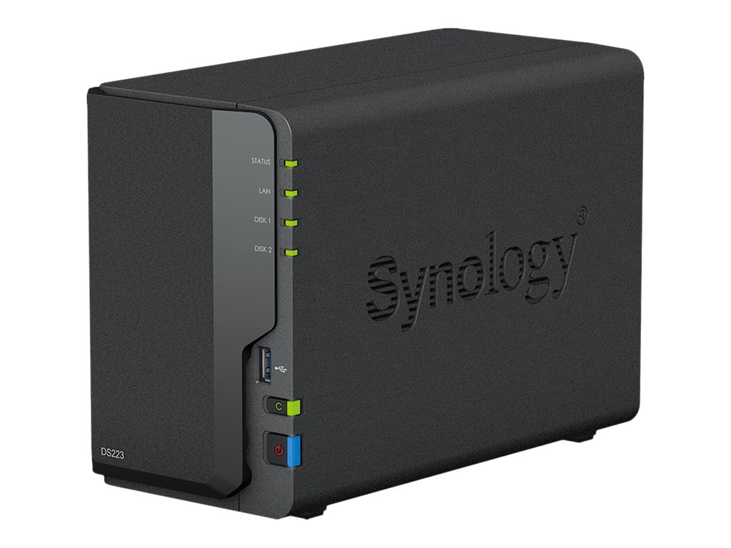 Synology Disk Station DS223 - Servidor NAS - 2 baias - SATA 6Gb/s - RAID (expansão de disco rígido) 0, 1, JBOD - RAM 2 GB - Gigabit Ethernet - iSCSI assistência