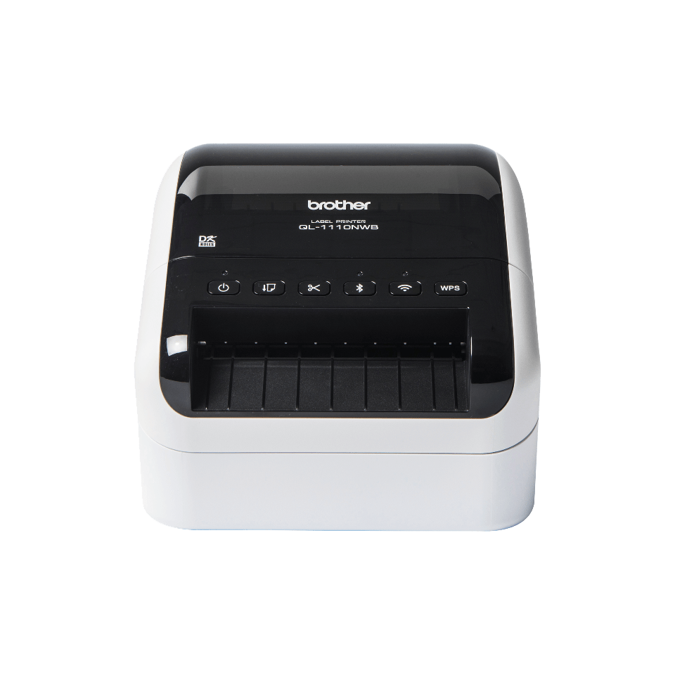Brother QL-1110NWBc - Impressora de etiquetas - térmico direto - Rolo (10,36 cm) - 300 x 300 ppp - até 110 mm/ s - Bluetooth 5.2, LAN, USB 2.0, Wi-Fi(n) - cortador - preto brilhante, branco