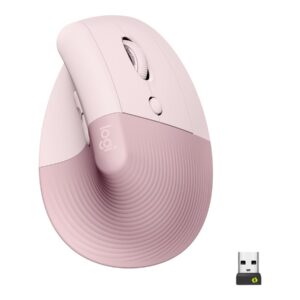 Logitech Lift Vertical Ergonomic Mouse - Rato vertical - ergonómico - óptico - 6 botões - sem fios - Bluetooth, 2.4 GHz - recetor USB Logitech Logi Bolt - rosa