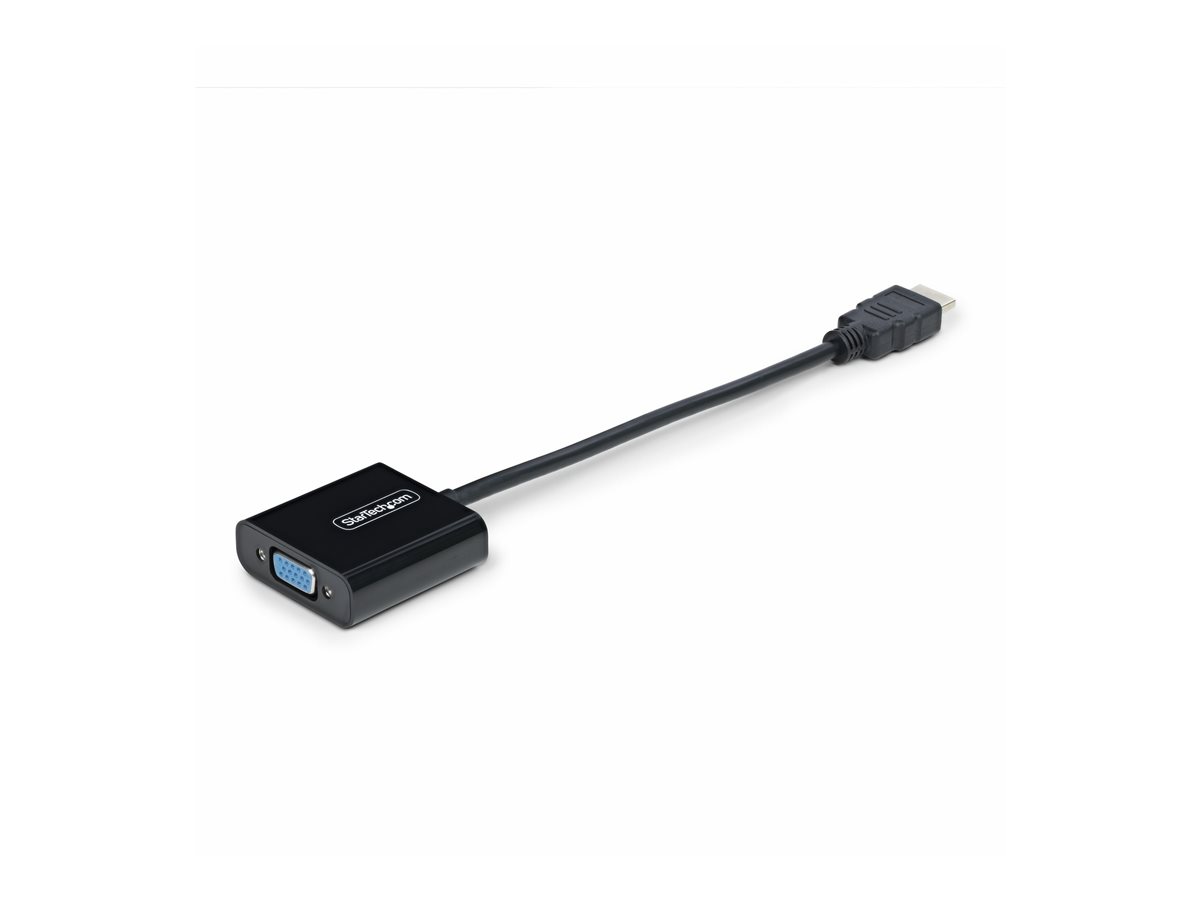 StarTech.com HDMI to VGA Adapter, 1080p, Active Video Converter - Adaptador de vídeo - HDMI macho para HD-15 (VGA) fêmea - 18.95 cm - preto - assistência 1080p, ativo, alimentado por bus