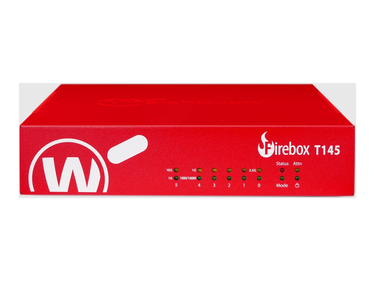 WatchGuard Firebox T145 - Dispositivo de segurança - com 1 ano de Assistência Standard - 6 portas - 1GbE, 2.5GbE