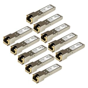StarTech.com 10 Pack of HPE J8177C Compatible SFP Module, 1000BASE-T, SFP to RJ45 Cat6/Cat5e, 1GE Gigabit Ethernet SFP, RJ-45 (Copper) 100m, HPE 1810, 1820, 2530, Mini GBIC Transceiver - Lifetime Warranty (J8177C10PKST) - Módulo de transceptor SFP (m