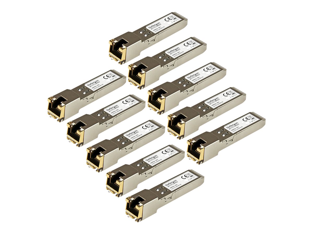 StarTech.com 10 Pack of HPE J8177C Compatible SFP Module, 1000BASE-T, SFP to RJ45 Cat6/Cat5e, 1GE Gigabit Ethernet SFP, RJ-45 (Copper) 100m, HPE 1810, 1820, 2530, Mini GBIC Transceiver - Lifetime Warranty (J8177C10PKST) - Módulo de transceptor SFP (m