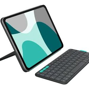 Logitech Flip Folio - Teclado e pasta de folio - full size - sem fios - Bluetooth 5.1 LE - QWERTY - Espanhol - grafite - para Apple 10.9-inch iPad Air (5th generation), 11-inch iPad Air (M2, M3), 11-inch iPad Pro (M4, M5)