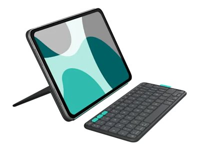 Logitech Flip Folio - Teclado e pasta de folio - full size - sem fios - Bluetooth 5.1 LE - QWERTY - Espanhol - grafite - para Apple 10.9-inch iPad Air (5th generation), 11-inch iPad Air (M2, M3), 11-inch iPad Pro (M4, M5)