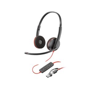 Poly Blackwire 3220 - Blackwire 3200 Series - auscultadores - no ouvido - com cabo - USB-C - preto - Certificado para Skype, Certificação Cisco Jabber, Certificação Avaya, certificação UC - Replaces Poly SKU 209749-101