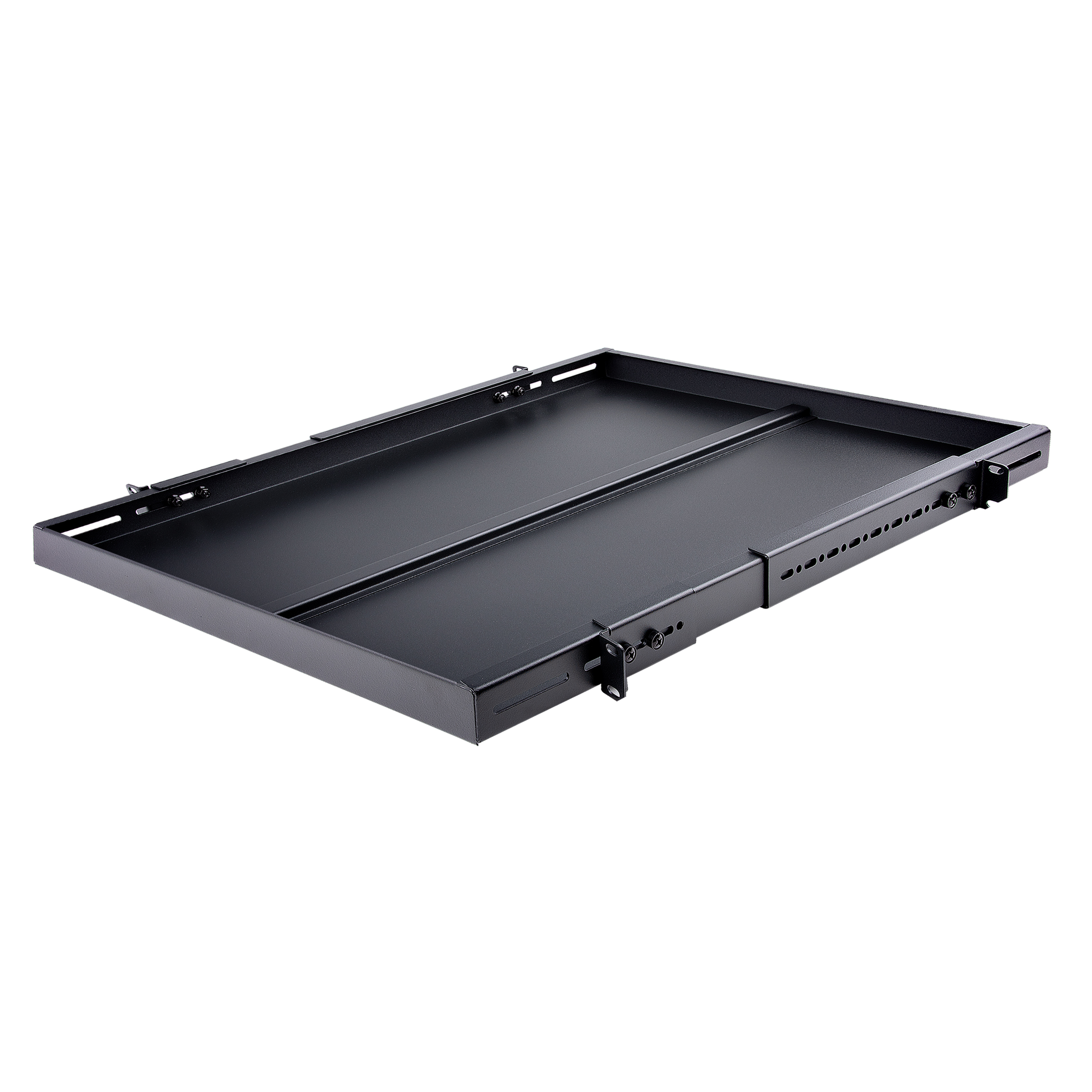 StarTech.com 1U Adjustable Server Rack Mount Shelf - 175lbs - 19.5 to 38in Deep Universal Tray for 19" AV, Data & Network Equipment Rack (ADJSHELFHD) - Prateleira de bastidor - preto - 1U - 19" - para P/N: RK1233BKM, RK2433BKM, RK2537BKM, RK3236BKF, - Image 7