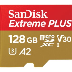 SanDisk Extreme PLUS - Cartão de memória flash (adaptador microSDXC para SD Incluído) - 128 GB - A2 / Video Class V30 / UHS-I U3 / Class10 - microSDXC UHS-I