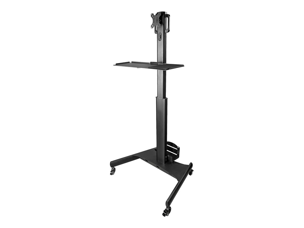 StarTech.com Mobile Workstation Cart with Monitor Mount, CPU/PC Holder, Keyboard Tray, Ergonomic Height Adjustable Desktop Computer Cart, Rolling Mobile Standing Workstation on Wheels - Portable Stand-Up Cart - Carrinho - para ecrã LCD/equipamento PC