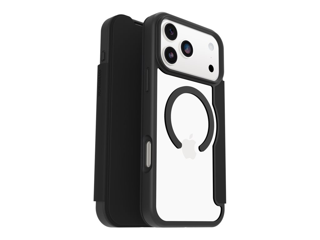 OtterBox React Series - Capa flip cover para telemóvel - compatibilidade MagSafe - cristal negro (transparente/preto) - para Apple iPhone 17 Pro Max