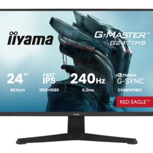 iiyama G-MASTER Red Eagle G2471HS-B1 - Monitor LED - gaming - 24" - 1920 x 1080 Full HD (1080p) @ 240 Hz - Fast IPS - 350 cd/m² - 1000:1 - 0.3 ms - HDMI, DisplayPort - altifalantes - preto, mate