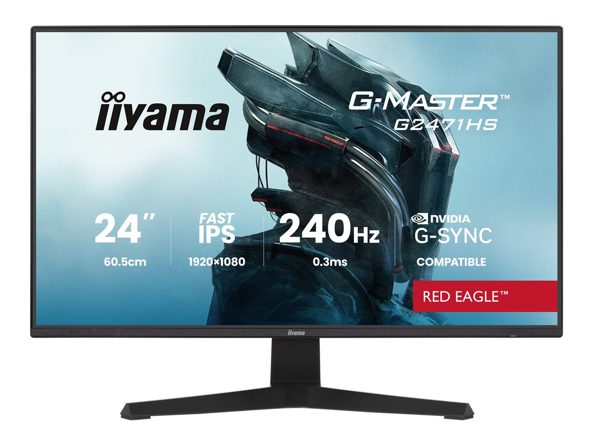 iiyama G-MASTER Red Eagle G2471HS-B1 - Monitor LED - gaming - 24" - 1920 x 1080 Full HD (1080p) @ 240 Hz - Fast IPS - 350 cd/m² - 1000:1 - 0.3 ms - HDMI, DisplayPort - altifalantes - preto, mate