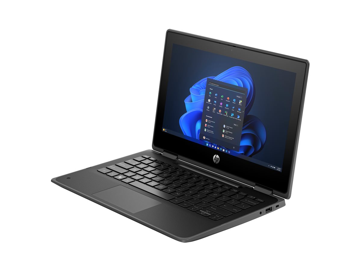 HP Fortis Flip 11 G1i Notebook - Design invertido - Intel N-series - N150 / até 3.6 GHz - Win 11 Pro - Intel Graphics - 8 GB RAM - 256 GB SSD NVMe - 11.6" ecrã de toque 1366 x 768 (HD) - Gigabit Ethernet - Wi-Fi 6E, Bluetooth - preto jacto - kbd: Por