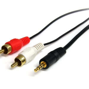 StarTech.com 3 ft Stereo Audio Cable - 3.5mm Male to 2x RCA Male - heaDPhone jack to RCA - Mini jack to RCA - 3.5mm to RCA (MU3MMRCA) - Cabo de áudio - mini-phone stereo 3.5 mm macho para RCA x 2 macho - 92 cm - preto - para P/N: HD202A, ST121HDBTSC,