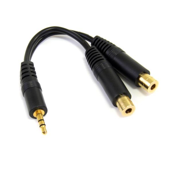 StarTech.com 6 in. 3.5mm Audio Splitter Cable - Stereo Splitter Cable - Gold Terminals - 3.5mm Male to 2x 3.5mm Female - Headphone Splitter (MUY1MFF) - Divisor de áudio - mini-phone stereo 3.5 mm macho para mini-phone stereo 3.5 mm fêmea - 15.2 cm -