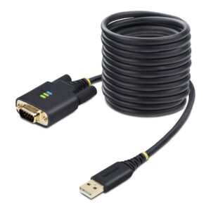 StarTech.com 10ft (3m) USB to Serial Adapter Cable, Interchangeable DB9 Screws/Nuts, COM Retention, USB-A to DB9 RS232, FTDI IC, Level-4 ESD Protection, Windows/macOS/ChromeOS/Linux - Rugged TPE Construction (1P10FFC-USB-SERIAL) - Cabo USB/serial - U