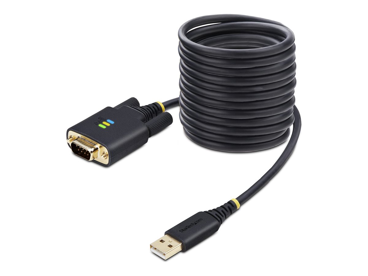 StarTech.com 10ft (3m) USB to Serial Adapter Cable, Interchangeable DB9 Screws/Nuts, COM Retention, USB-A to DB9 RS232, FTDI IC, Level-4 ESD Protection, Windows/macOS/ChromeOS/Linux - Rugged TPE Construction (1P10FFC-USB-SERIAL) - Cabo USB/serial - U