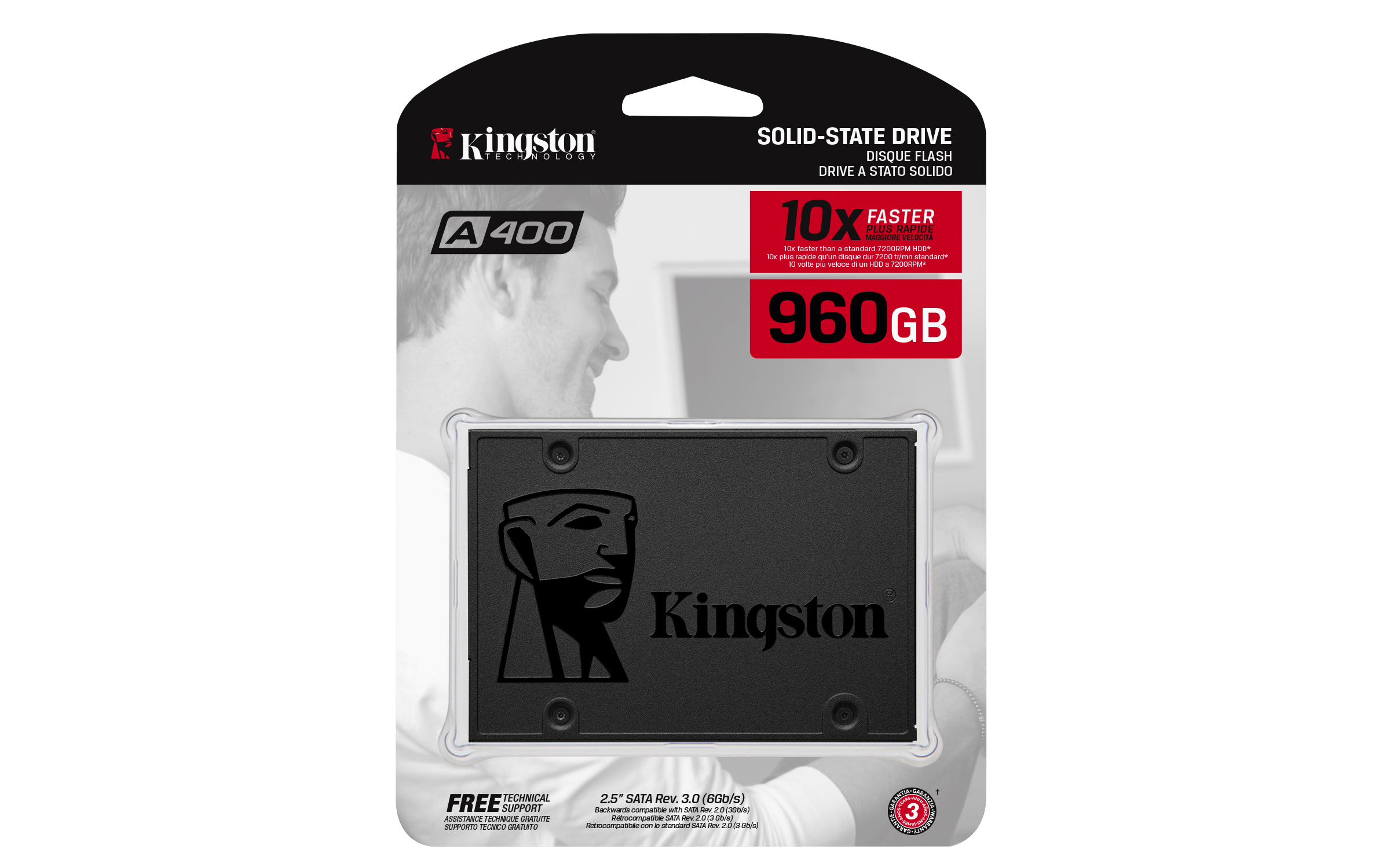 Kingston A400 - SSD - 960 GB - interna - 2.5" - SATA 6Gb/s - Image 4