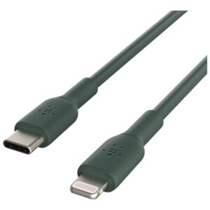 Belkin BoostCharge - Cabo Lightning - Lightning macho para 24 pin USB-C macho - 1 m - verde meia-noite - Fornecimento de energia USB (18W)