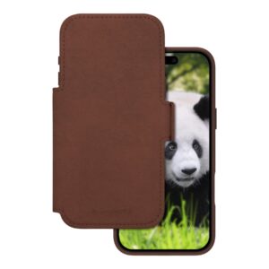 dbramante1928 Lynge - Capa flip cover para telemóvel - compatibilidade MagSafe - couro com granulação plena - creme escuro - para Apple iPhone 17 Pro Max