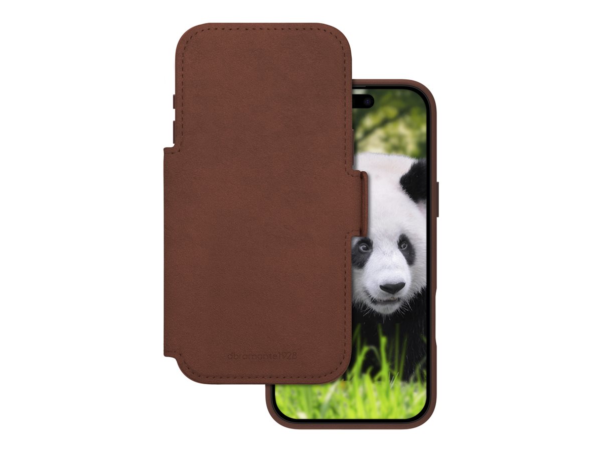 dbramante1928 Lynge - Capa flip cover para telemóvel - compatibilidade MagSafe - couro com granulação plena - creme escuro - para Apple iPhone 17 Pro Max