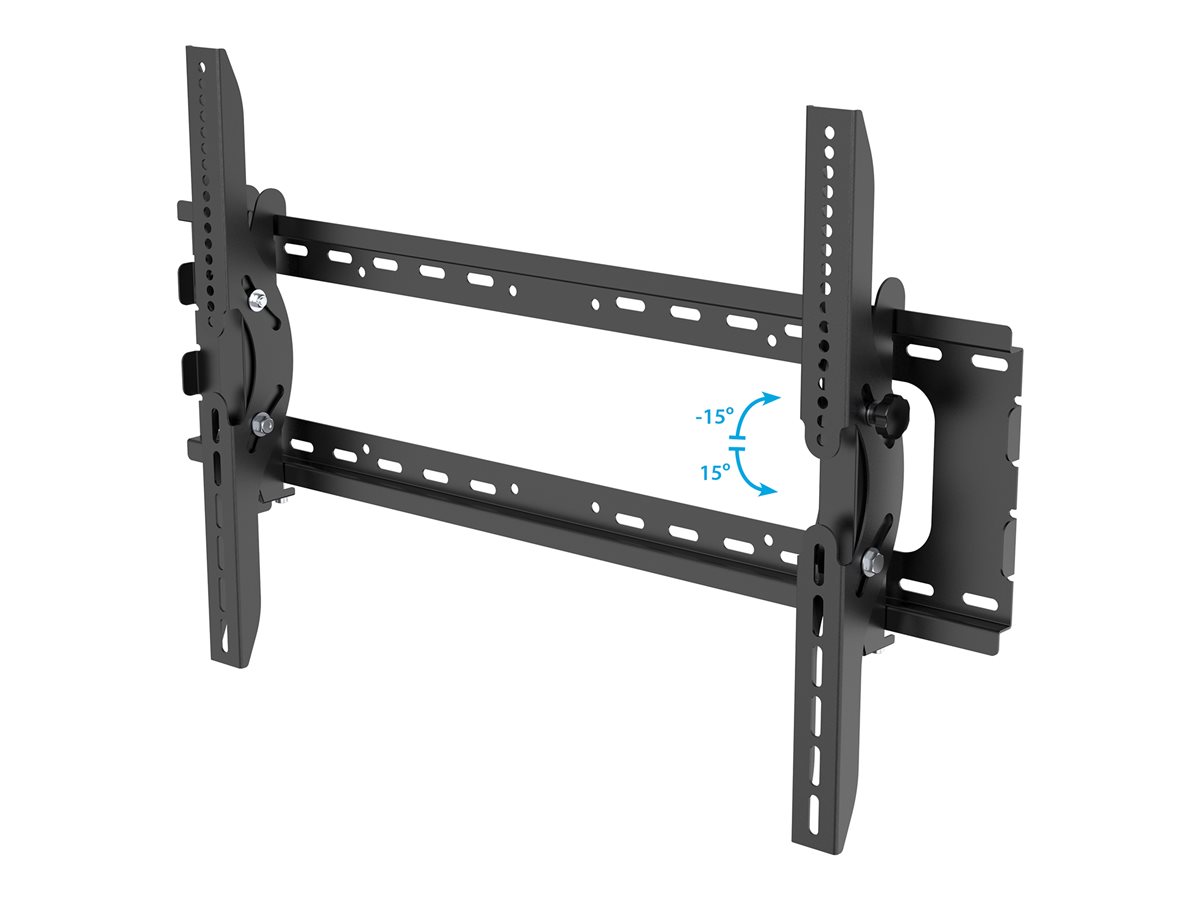 StarTech.com Flat Screen TV Wall Mount - Tilting - Supports 32" to 75" TVs - Steel - VESA TV Mount - Monitor Wall Mount (FLATPNLWALL) - Kit de montagem (placa de parede, 2 suportes de montagem) - para painel liso - aço - preto - tamanho de tela: 32"-