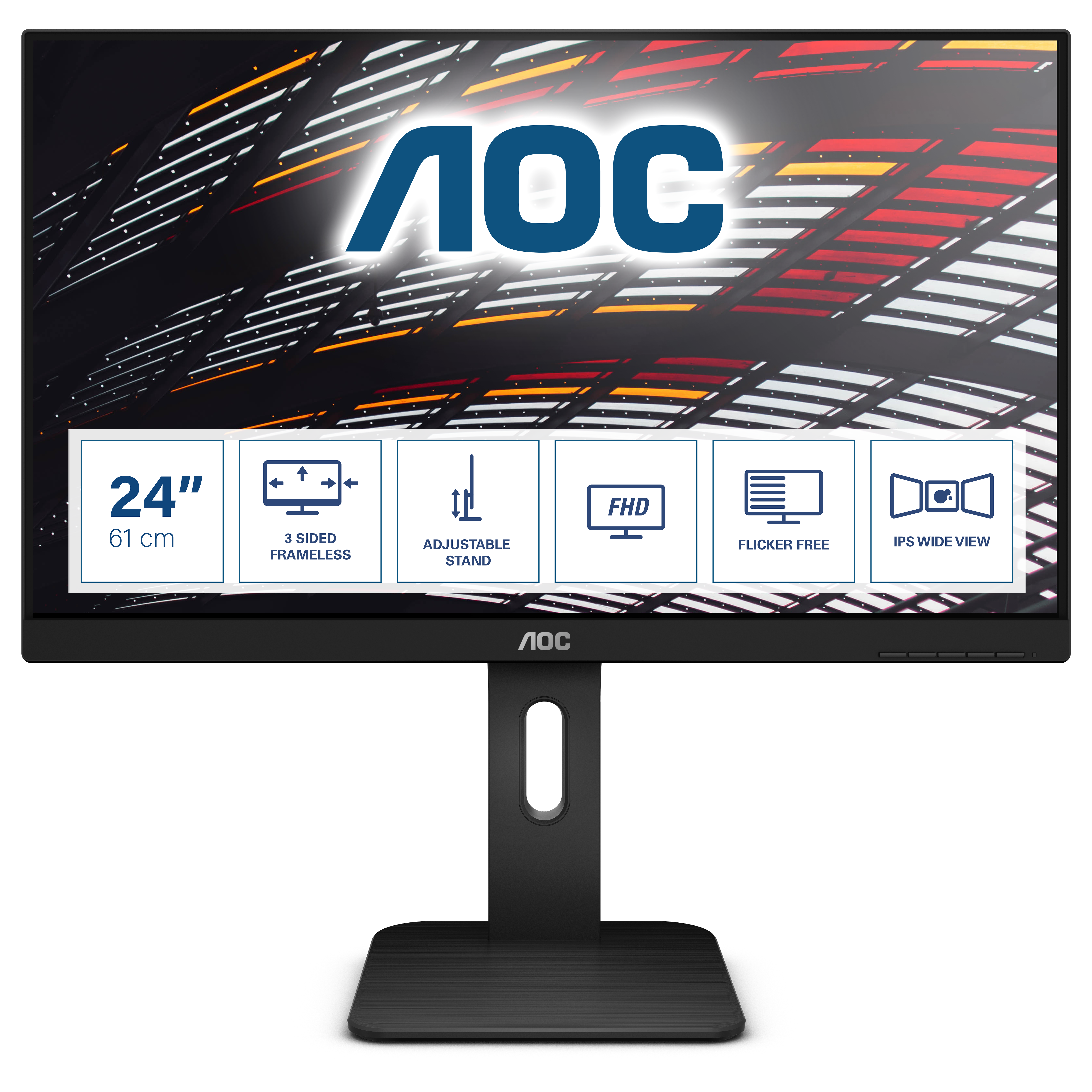 AOC X24P1 - Monitor LED - 24" - 1920 x 1200 Full HD (1080p) @ 60 Hz - IPS - 300 cd/m² - 1000:1 - 4 ms - HDMI, DVI, DisplayPort, VGA - altifalantes