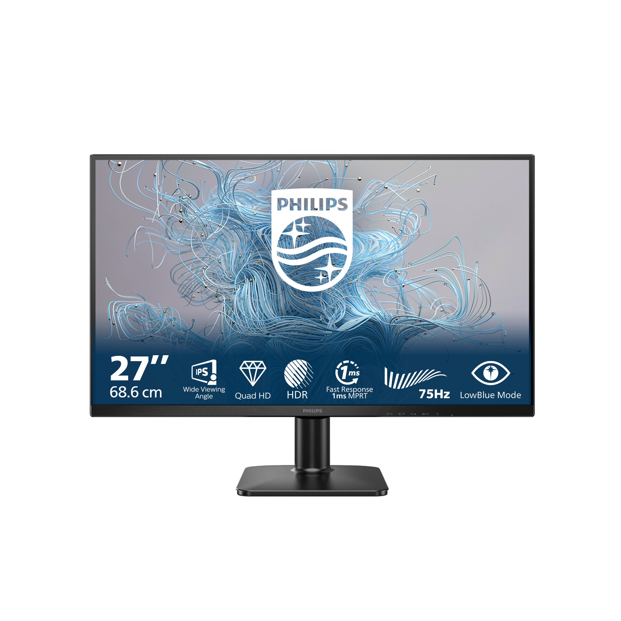 Philips 27E2N1500L - 1000 Series - monitor LED - 27" - 2560 x 1440 QHD @ 75 Hz - IPS - 1000:1 - HDR10 - 4 ms - HDMI, DisplayPort - preto