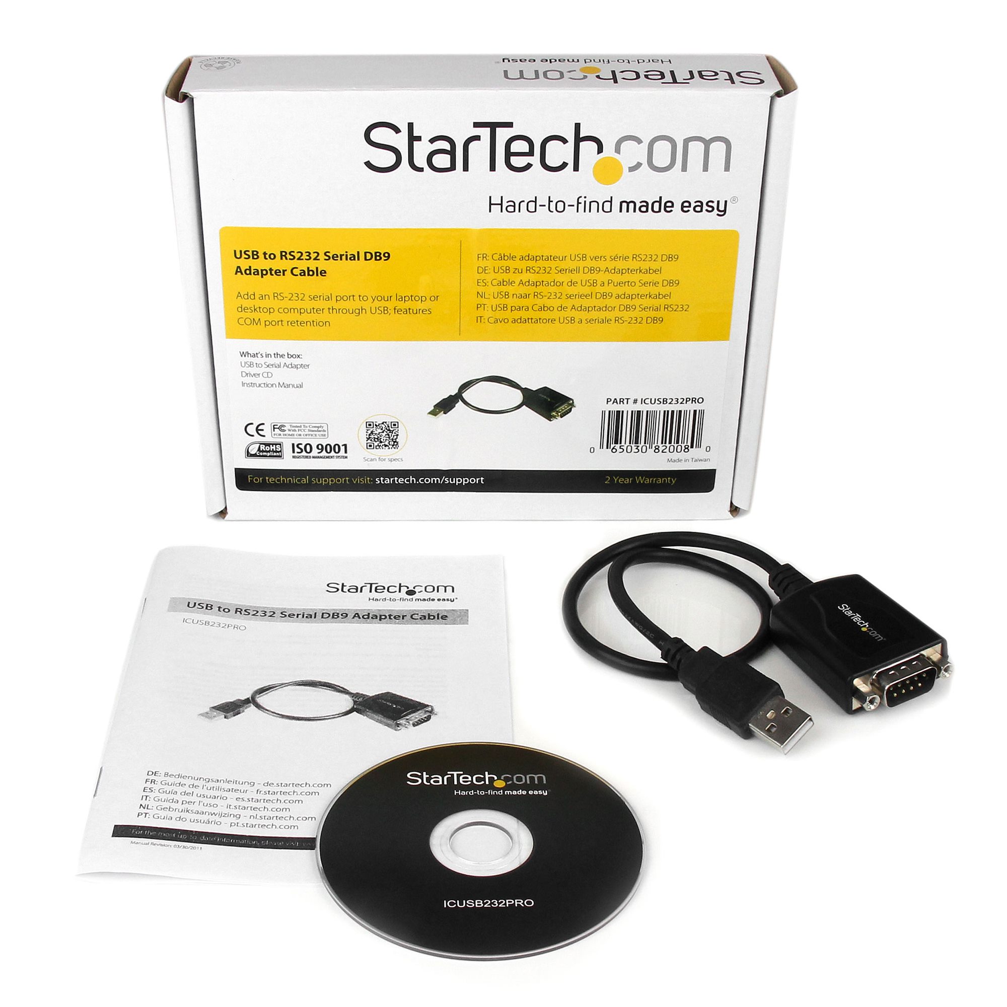 StarTech.com 1 ft USB to RS232 Serial DB9 Adapter Cable with COM Retention - Adaptador serial - USB - RS-232 - preto - Image 4