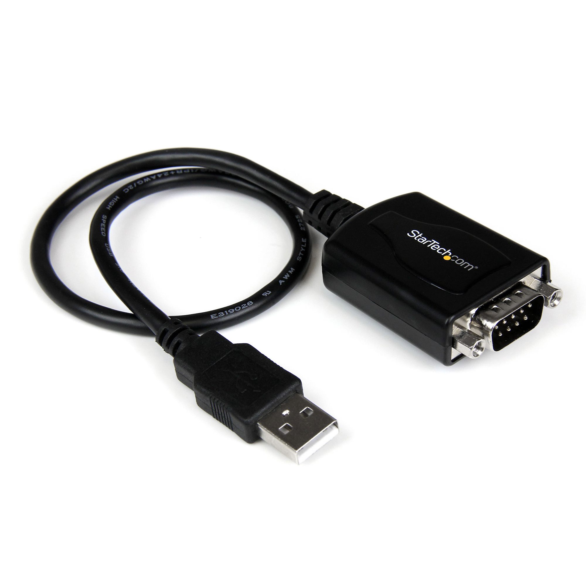 StarTech.com 1 ft USB to RS232 Serial DB9 Adapter Cable with COM Retention - Adaptador serial - USB - RS-232 - preto