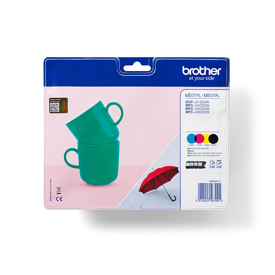 Brother LC227XLVALBP - Pack de 4 - Alto Rendimento - preto, amarelo, azul cyan, magenta - original - blister - tinteiro - para Brother DCP-J4120DW, MFC-J4420DW, MFC-J4625DW