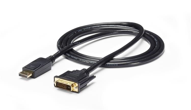 StarTech.com DisplayPort to DVI Cable - 6ft / 2m - 1920 x 1200 - M/M  DP to DVI Adapter Cable  Passive DisplayPort Monitor Cable (DP2DVI2MM6) - Cabo adaptador - DVI-D (M) para DisplayPort (M) - 1.8 m - preto