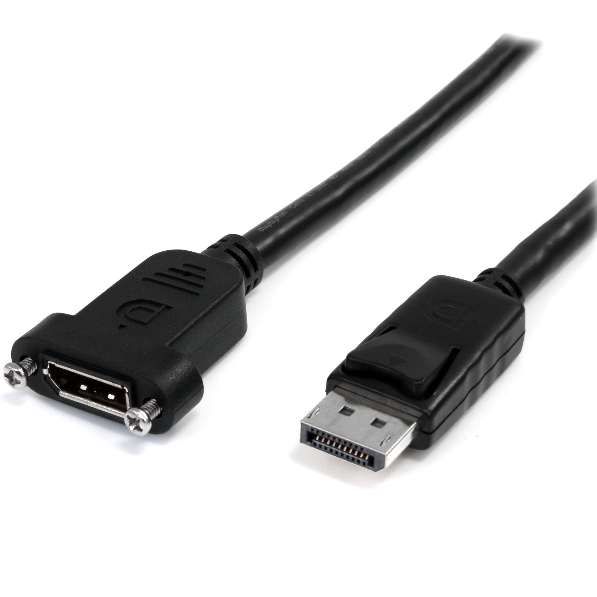 StarTech.com 3 ft / 91 cm 20 pin DP DisplayPort Extension Panel Mount Cable - DisplayPort to DisplayPort - Male to Female (DPPNLFM3PW) - Cabo DisplayPort - DisplayPort (M) para DisplayPort (F) - 91 cm - travada, moldado - preto