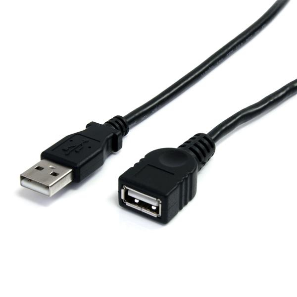 StarTech.com 10 ft Black USB 2.0 Extension Cable A to A - 10ft USB 2.0 Extension Cable - 10ft USB male female Cable (USBEXTAA10BK) - Cabo de extensão USB - USB (M) para USB (F) - USB 2.0 - 3 m - preto - para P/N: 35FCREADBK3, ICUSB2321F, ICUSB232PRO,
