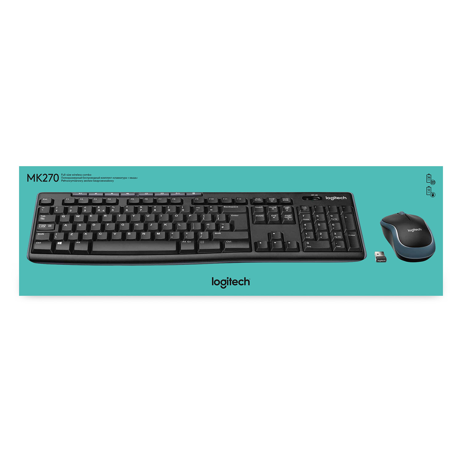 Logitech MK270 Wireless Combo - Conjunto de teclado e rato - sem fios - 2.4 GHz - Bélgica - Image 9