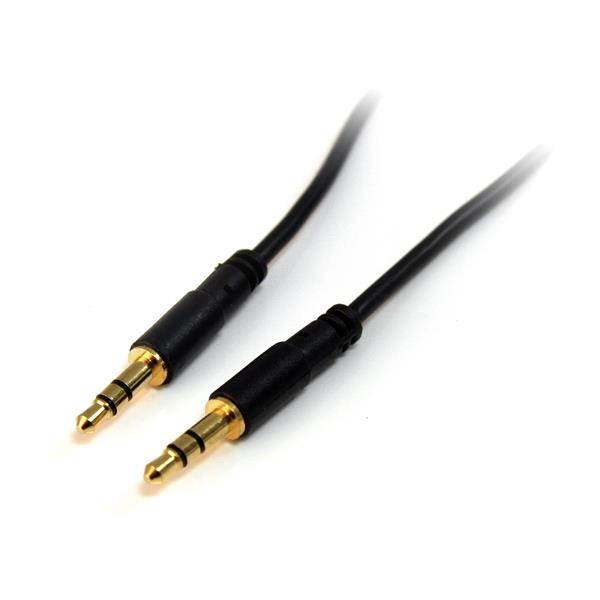 StarTech.com 3.5mm Audio Cable - 3 ft - Slim - M / M - AUX Cable - Male to Male Audio Cable - AUX Cord - Headphone Cable - Auxiliary Cable (MU3MMS) - Cabo de áudio - mini-phone stereo 3.5 mm macho para mini-phone stereo 3.5 mm macho - 91 cm - preto -