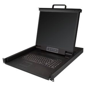 StarTech.com Rackmount KVM Console, Single Port VGA KVM with 19" LCD Monitor for Server Rack, Fully Featured Universal 1U LCD KVM Drawer with Cables & Hardware, USB Support, 50,000 MTBF - LCD KVM Concole Drawer (RKCONS1901) - Consola KVM - USB - 19"