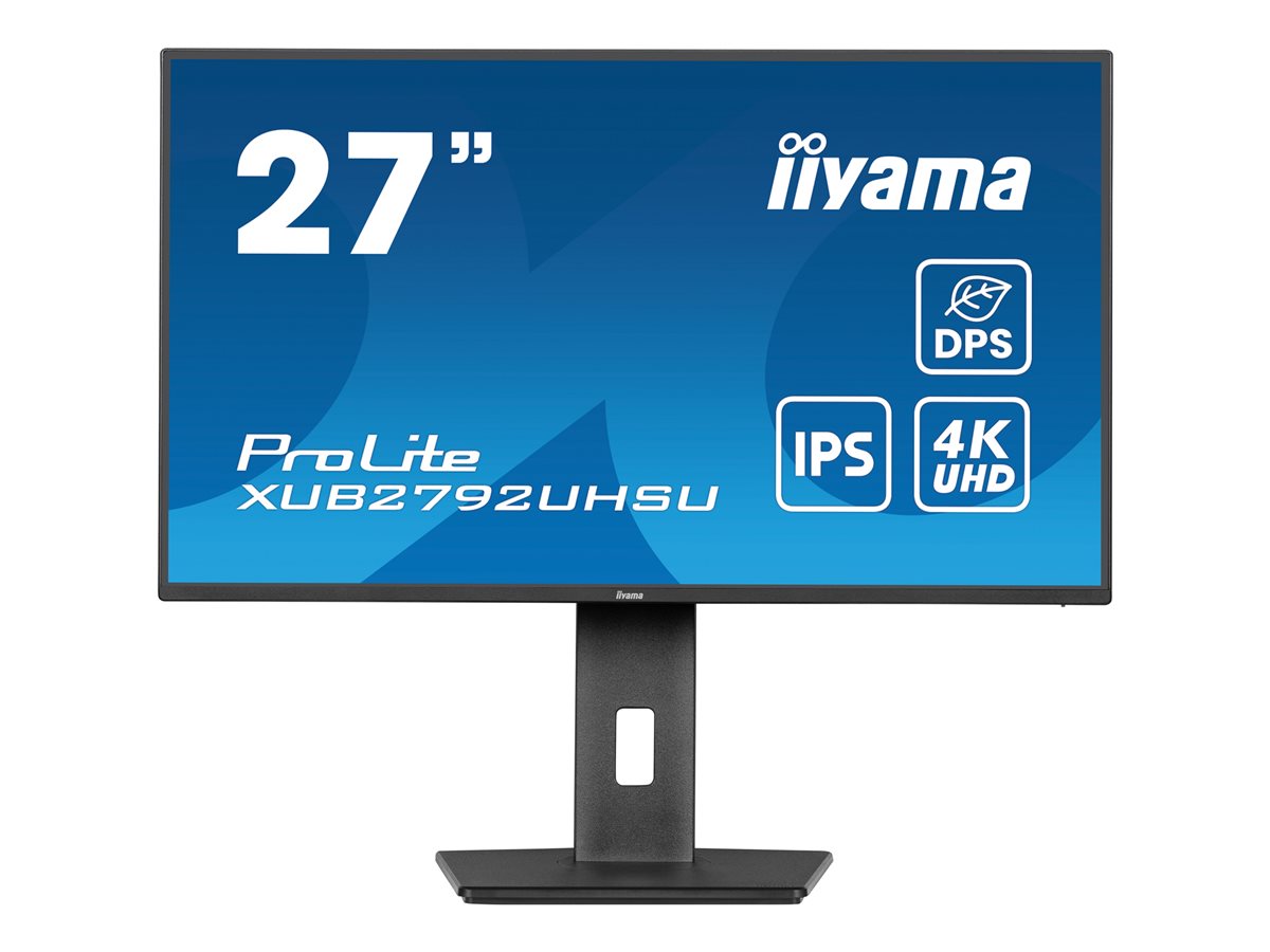 iiyama ProLite XUB2792UHSU-B6 - Monitor LED - 27" - 3840 x 2160 4K @ 60 Hz - IPS - 350 cd/m² - 1300:1 - 4 ms - HDMI, DisplayPort, USB-C - altifalantes - preto opaco