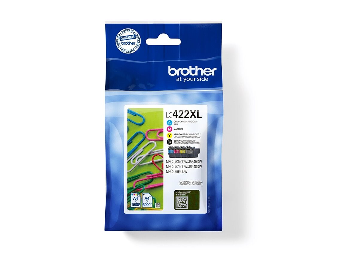 Brother LC422XL - Pack de 4 - preto, amarelo, azul cyan, magenta - original - tinteiro - para Brother MFC-J5340DW, MFC-J5345DW, MFC-J5740DW, MFC-J6540DW, MFC-J6940DW