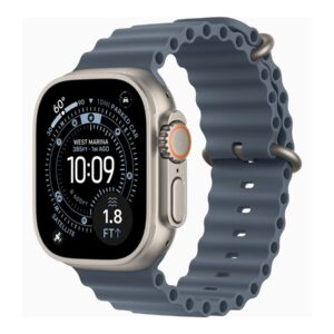 Apple Watch Ultra 3 - 49 mm - titanium natural - Sim relógio inteligente Com Correia Oceano - fluoroelastómero - azul âncora - tamanho do pulso: 130-200 mm - 64 GB - LTE, NFC, Wi-Fi 4, UWB, Bluetooth - 5G - 61.6 g