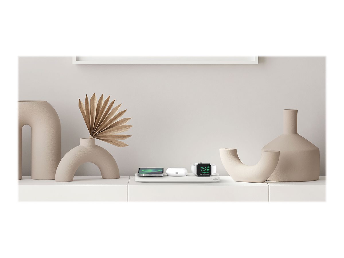 Belkin BoostCharge Pro 3-in-1 - Almofada de carregamento sem fios - Fast Charge - branco - Image 2