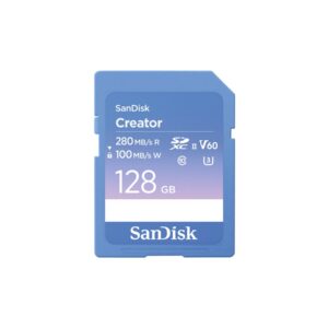 SanDisk Creator - Cartão de memória flash - 128 GB - Video Class V60 / UHS-II U3 / Class10 - SDXC UHS-II