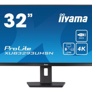 iiyama ProLite XUB3293UHSN-B5 - Monitor LED - 31.5" - 3840 x 2160 4K @ 60 Hz - IPS - 350 cd/m² - 1000:1 - 4 ms - HDMI, DisplayPort, USB-C - altifalantes - preto opaco