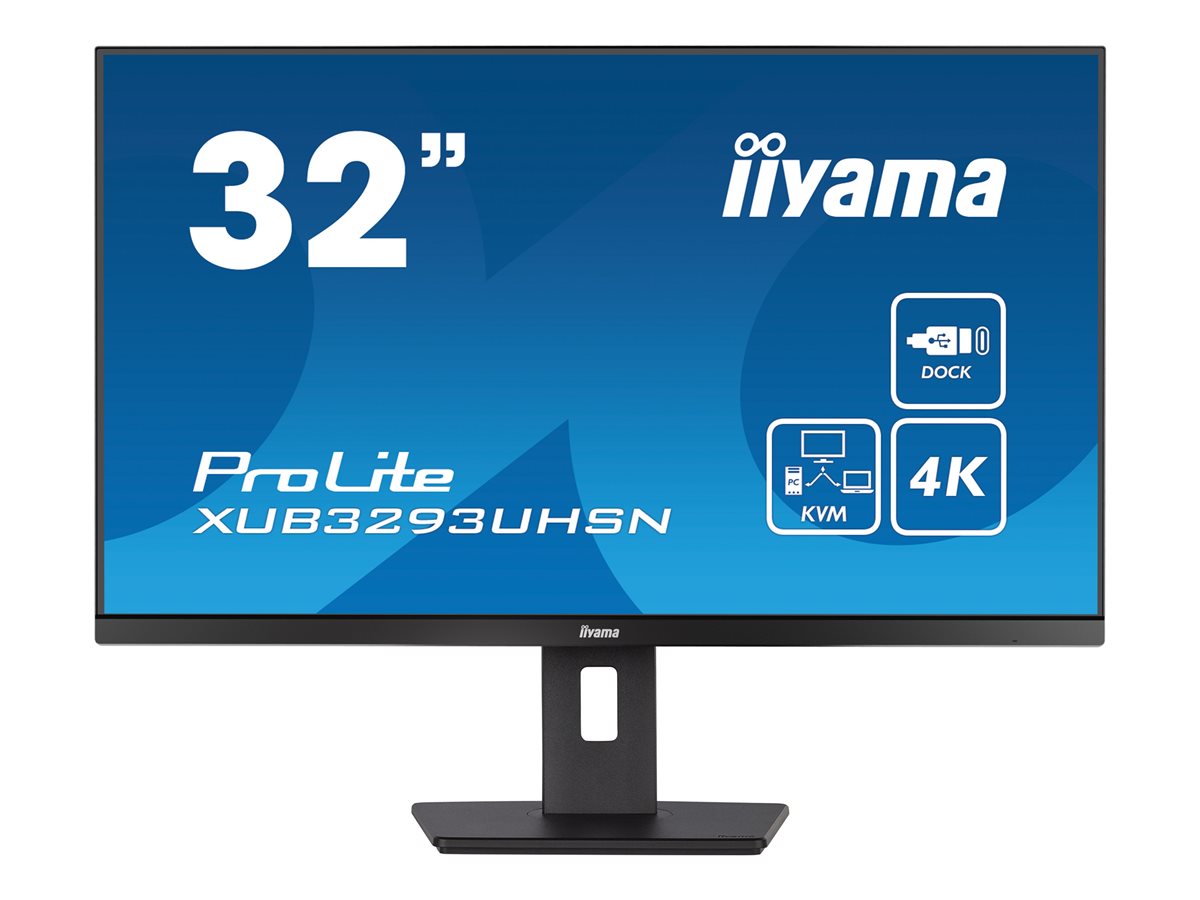 iiyama ProLite XUB3293UHSN-B5 - Monitor LED - 31.5" - 3840 x 2160 4K @ 60 Hz - IPS - 350 cd/m² - 1000:1 - 4 ms - HDMI, DisplayPort, USB-C - altifalantes - preto opaco