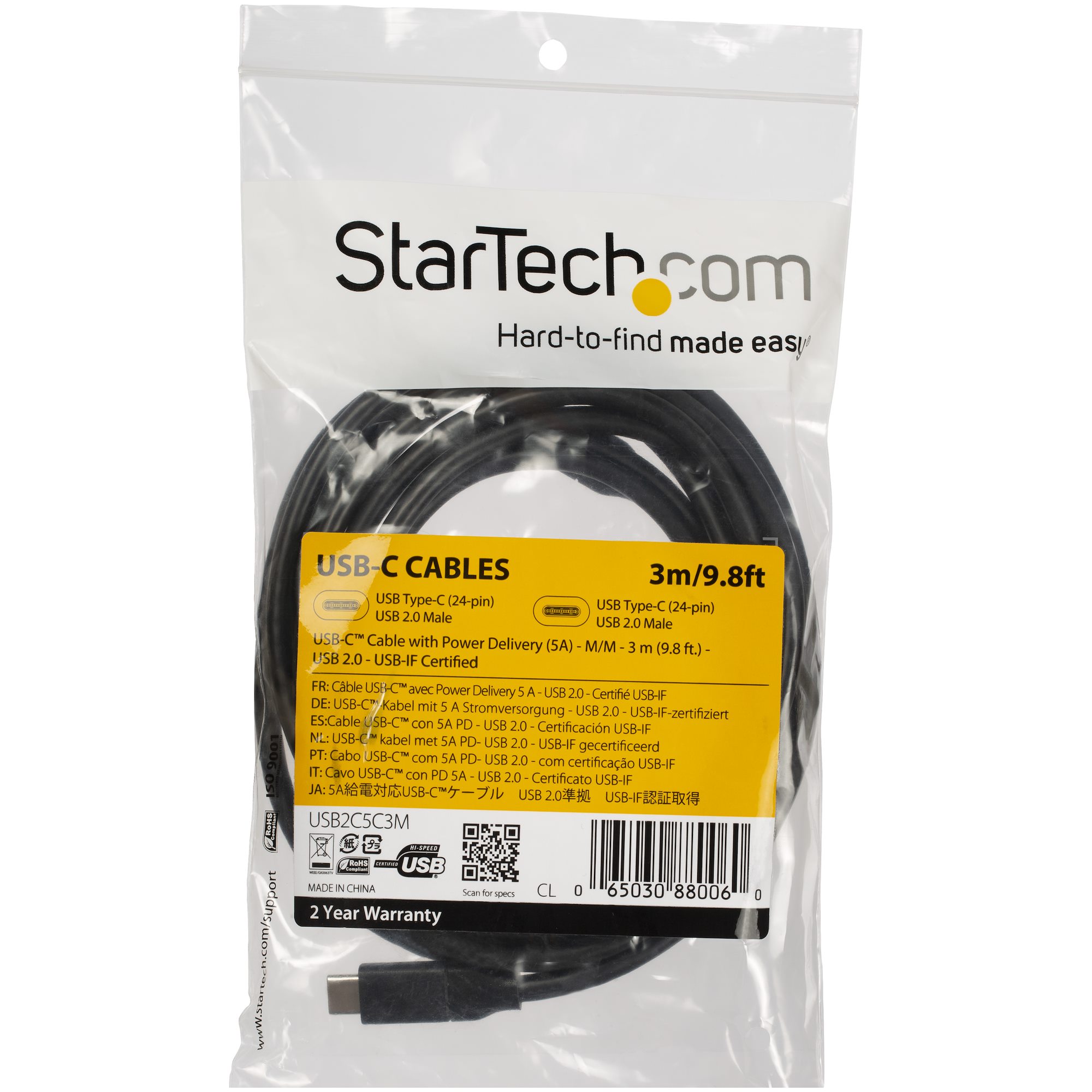 StarTech.com USB C To USB C Cable - 10 ft / 3m - USB-IF Certified - 5A PD - USB - Image 5