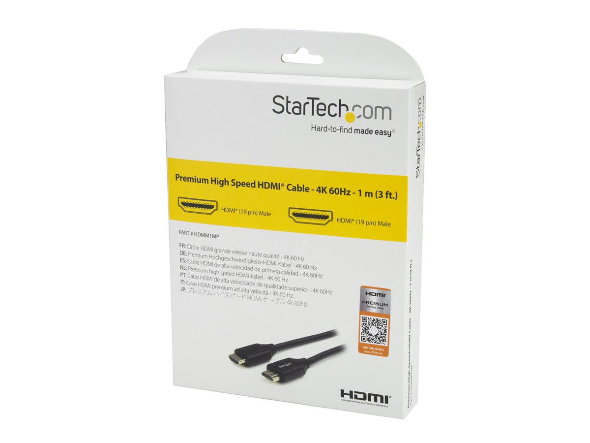 StarTech.com 3ft (1m) Premium Certified HDMI 2.0 Cable with Ethernet, High Speed - Image 3