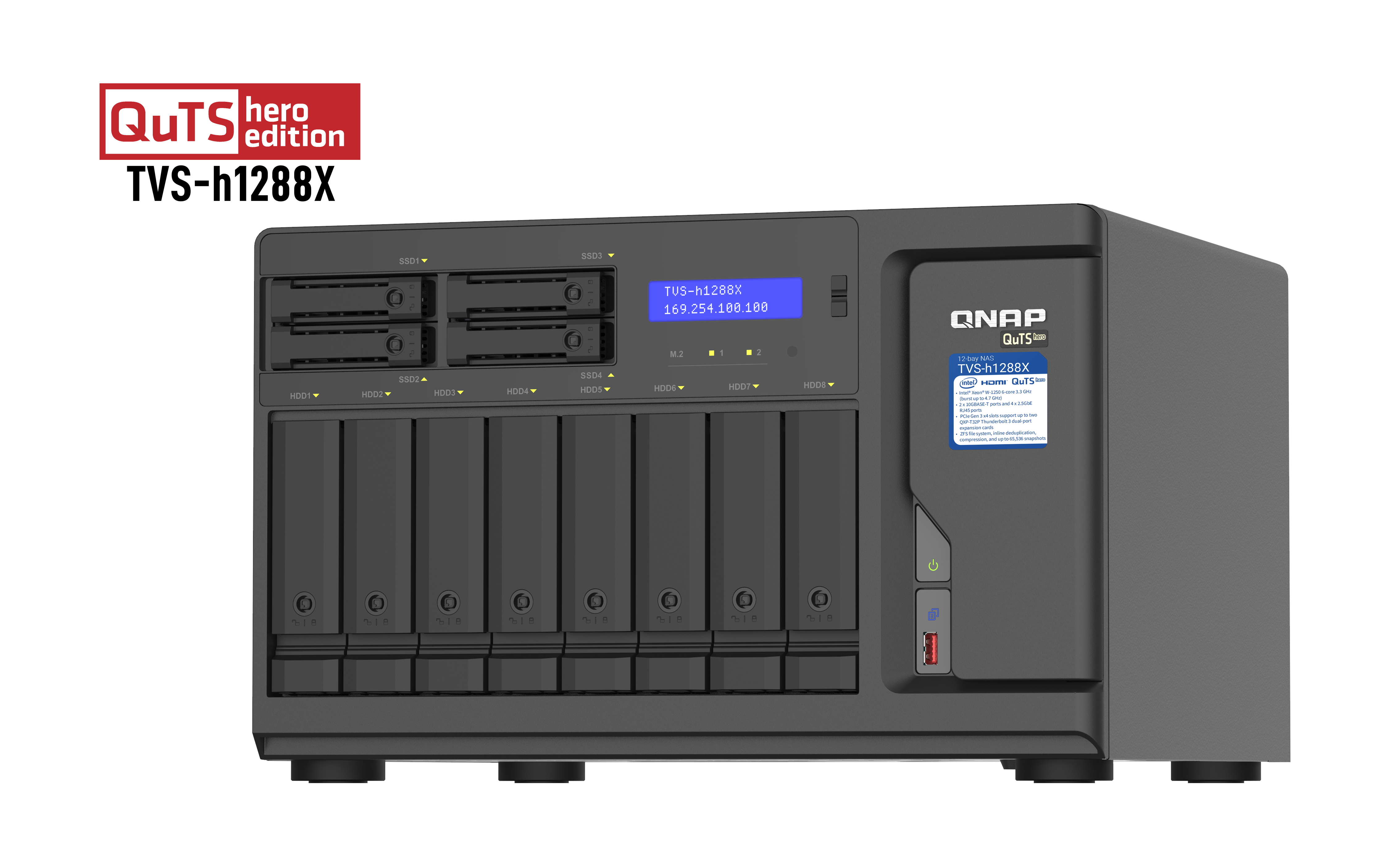 QNAP TVS-h1288X - Servidor NAS - 12 baias - SATA 6Gb/s - RAID (expansão de disco rígido) 0, 1, 5, 6, 10, 50, JBOD, 5 hot spare, 6 sobressalentes, 60, reserva 10, RAID TP - RAM 16 GB - Gigabit Ethernet / 2.5 Gigabit Ethernet / 10 Gigabit Ethernet - iS - Image 6