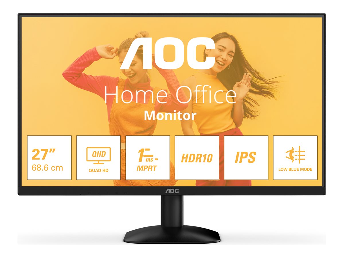AOC Basic-line Q27B35E - Monitor LED - 27" - 2560 x 1440 QHD @ 75 Hz - IPS - 300 cd/m² - 1500:1 - HDR10 - 1 ms - HDMI, DisplayPort - preto