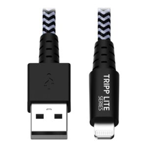 Eaton Tripp Lite Series Heavy-Duty USB-A to Lightning Sync/Charge Cable, MFi Certified - M/M, USB 2.0, 3 ft. (0.91 m) - Cabo Lightning - USB macho para Lightning macho - 90 cm - preto, branco