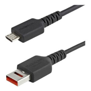 StarTech.com 3ft (1m) Secure Charging Cable, USB-A to Micro USB Data Blocker Charge-Only Cable, Power-Only Charger Cable for Phone/Tablet, Data Blocking USB Protector Adapter Cable, TPE - 5V at 2.4A (12W max) (USBSCHAU1M) - cabo USB - USB (apenas alimentação) para Micro-USB Tipo B (apenas alimentação) - 100 cm